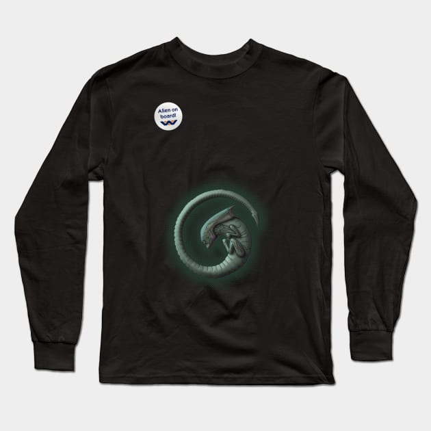 Alien on Board - Cool - badge variant Long Sleeve T-Shirt by adam@adamdorman.com